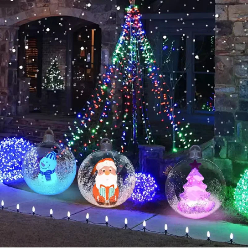 24 Inch Inflatable Christmas Balls Outdoor Christmas Decorations with Lights PVC Giant Inflatable Christmas Balls Holiday Decor Qme