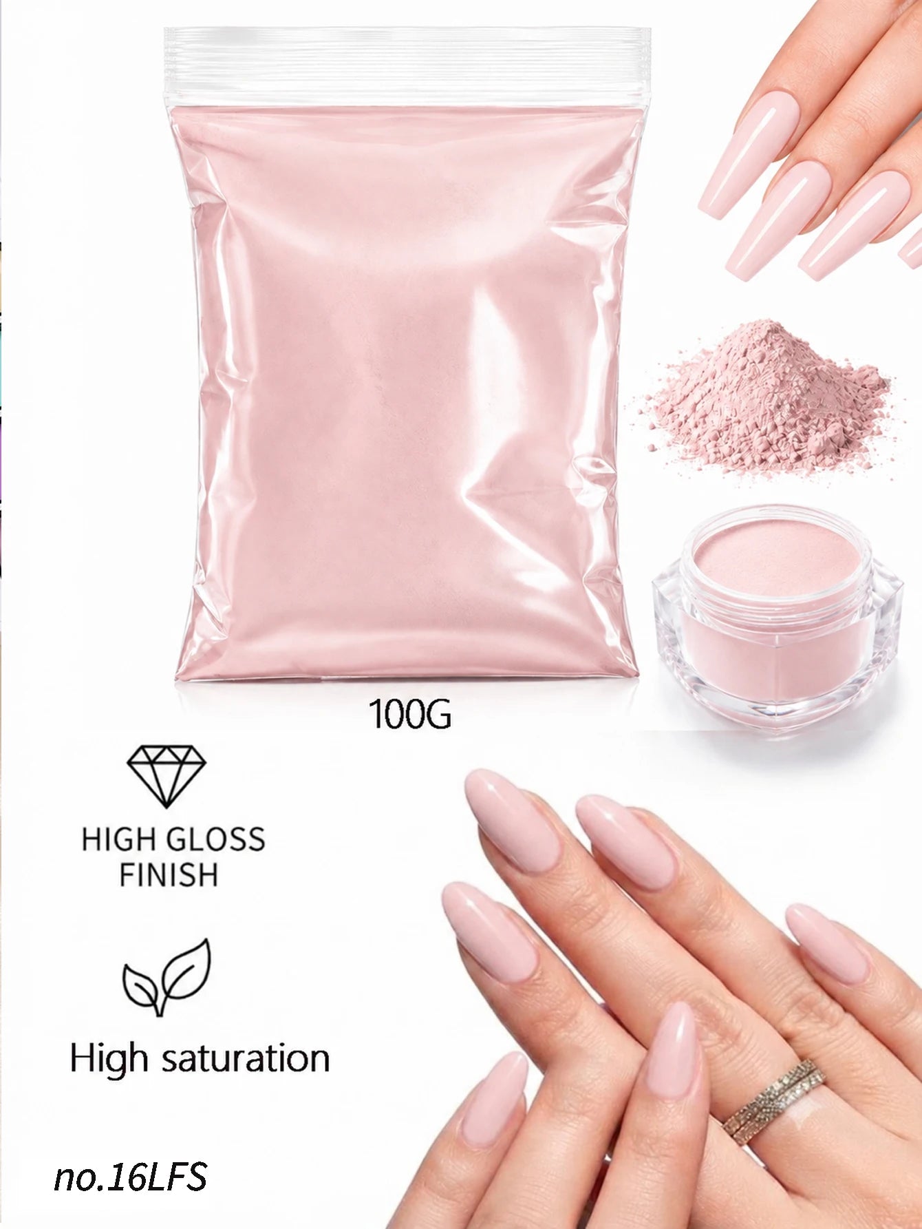 Acrylic Powder Nail Polish System Clear White DI Qme nude