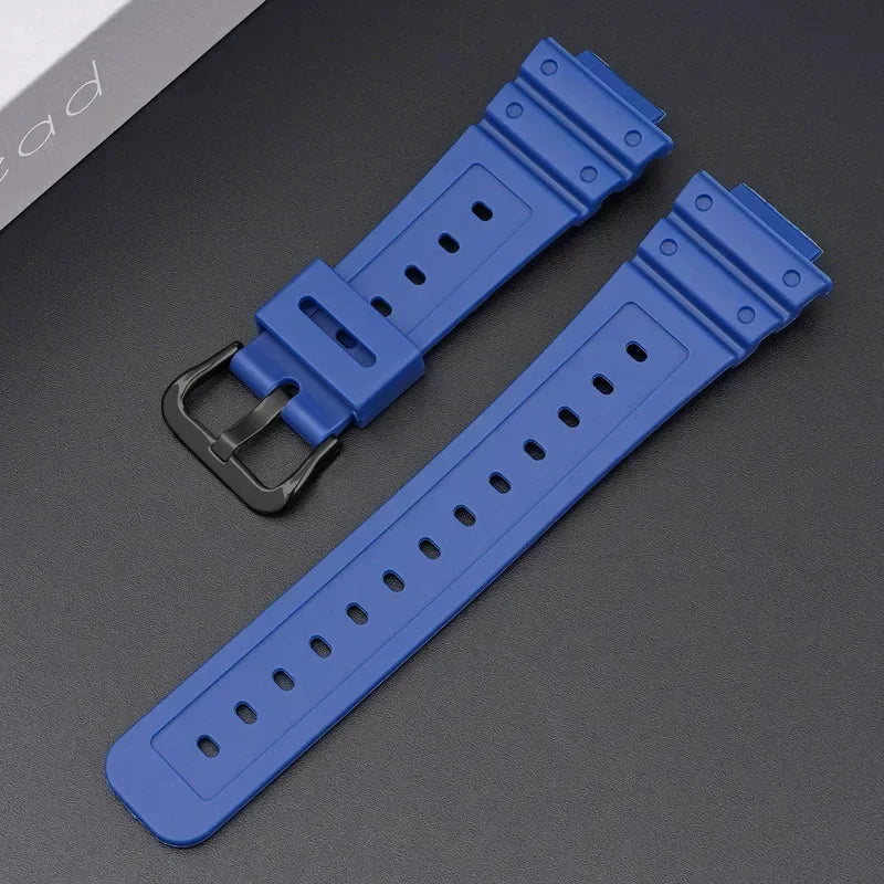 TPU Sport Bracelet For Casioak DW-5600 DW5000 GA2100 Watch Band Stainless Steel Buckle Siliconer Strap16mm Replacement Wristba Qme Blue Black