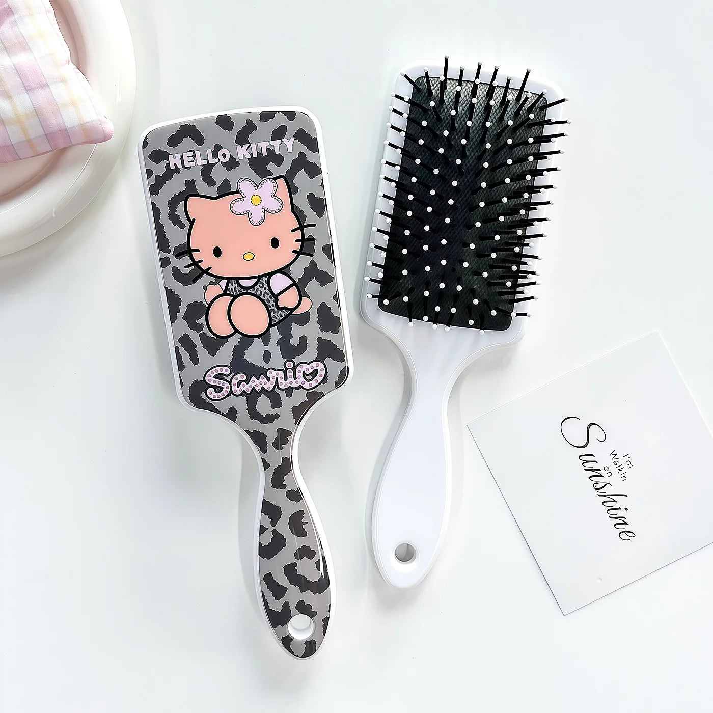 Hello Kitty Kuromi Square Clear Comb Cartoon Cushion Comb Hair Comb & Scalp Massager Air-Cushion Comb Qme 4