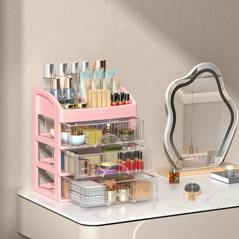 Multi-functionaldesktop Storage Box Drawer Hair Decoration Qme Pink Four layers