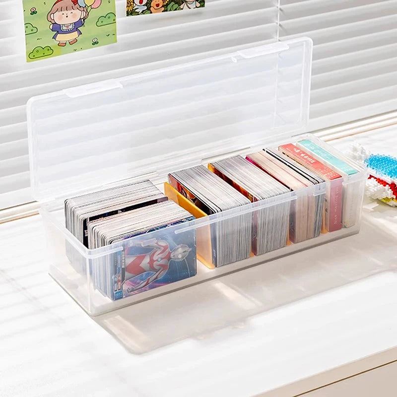 Transparent Plastic Storage Box Photocards Small Card Desk Organizer Qme