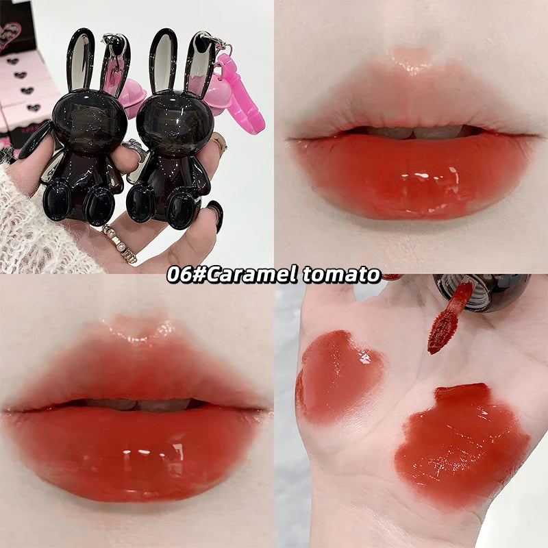 Gege Bear Pink Rabbit Velvet Matte Lip Cream Black Rabbit Water light lip glaze matte mirror pendant lipstick lip gloss Qme GX1228-06