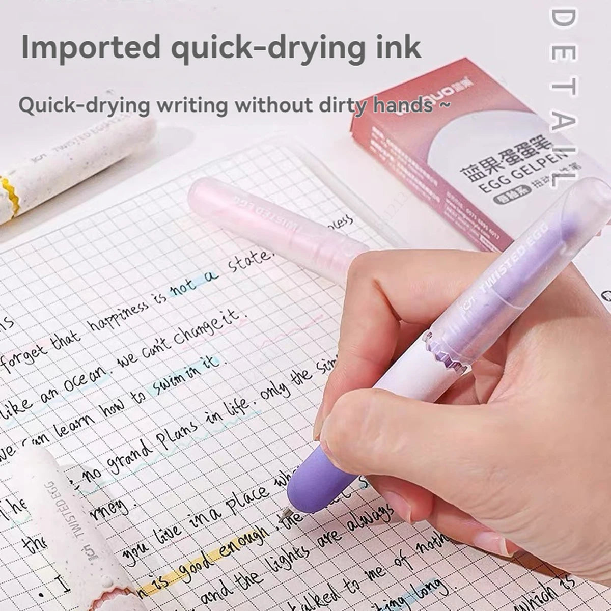 Kawaii Egg Neutral Gel Pens Soft Touch Quick Dry Smooth CS Tips 0.5mm Black Gel Ink Pen For School Writing Stationery Supplies Qme
