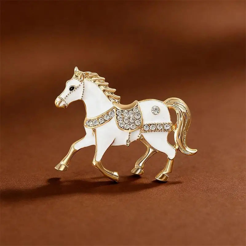 Luxury Horse Brooches For Women Unisex 4-color Elegant Enamel Animal Year Of The Horse Brooch Pins Gifts Qme A7