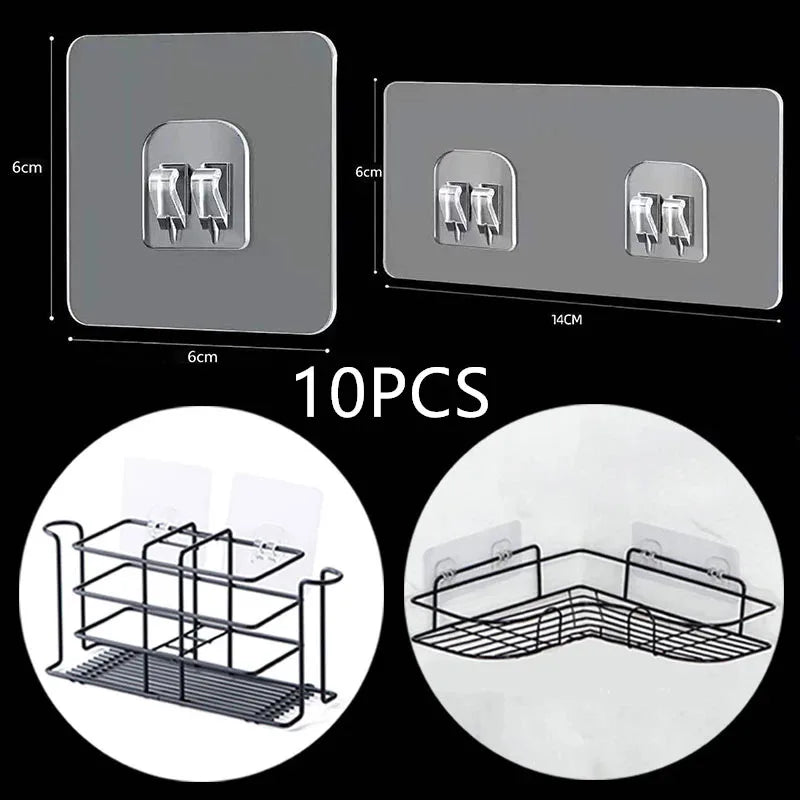 Kitchen and Bathroom Shelf Hooks Transparent and Strong Adhesive Without Perforations Kitchen and Bathroom Accessory Hooks Qme