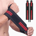 2 Pcs Weight Lifting Wrist Wraps Adjustable Gym Wrist Support Strap Non-slip Wrist Brace for Powerlifting Crossfit Bodybuilding Qme red 2pcs