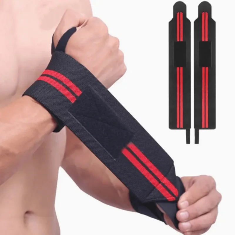2 Pcs Weight Lifting Wrist Wraps Adjustable Gym Wrist Support Strap Non-slip Wrist Brace for Powerlifting Crossfit Bodybuilding Qme red 2pcs