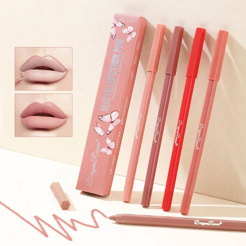12 Colors Foaming Lipliner Durable Waterproof Soft Mist Lipstick Pen Gentle Pink Brown Purple Colors Matte Lip Contouring Pencil Qme