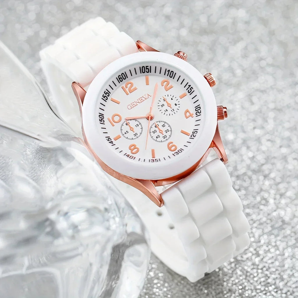 Ladies Silicone Strap Wristwatches with Three Dials and Quartz Movement - Set of 3 (Boxes Not Included) Qme