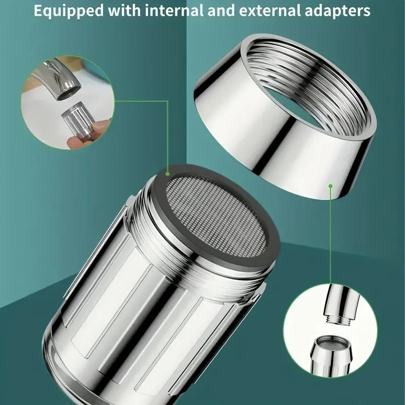 1pc LED Faucet Aerator with 7 Color Temperature Control, Hot & Cold Glow Nozzle, Water-Powered Lighting Accessory Qme