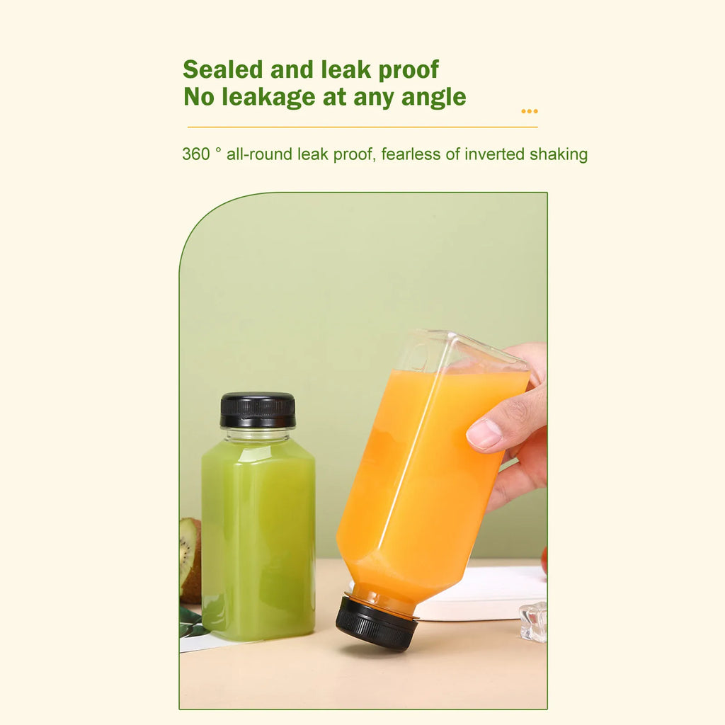Multi-capacity Disposable Square Plastic Clear Beverage Bottle with Lid Picnic Juice Bottle Multipropose Durable Storage Jars Qme