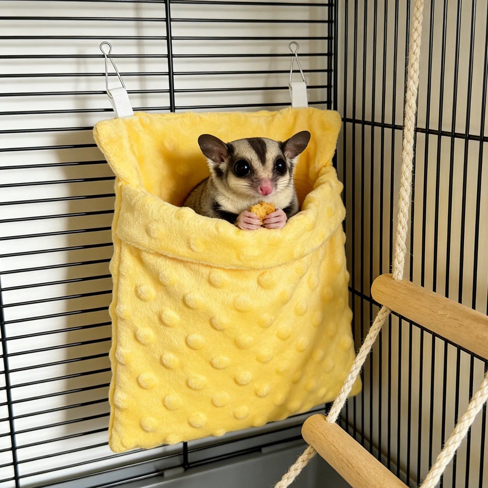 5Pcs Sugar Glider Sleeping Bag Soft Warm Nest Hanging Hammock Cage Bed Small Animal Hideout Hamster Squirrel Hanging Hamster Bed Qme