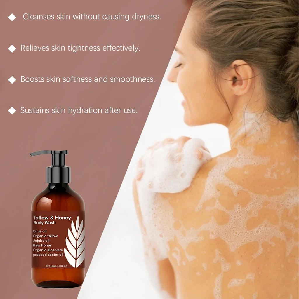 Tallow Honey Body Wash Gentle Cleansing Shower Gel Moisturizing Refreshing Smoothing Brightening Remove Dirt Hydrating Shower Ge Qme