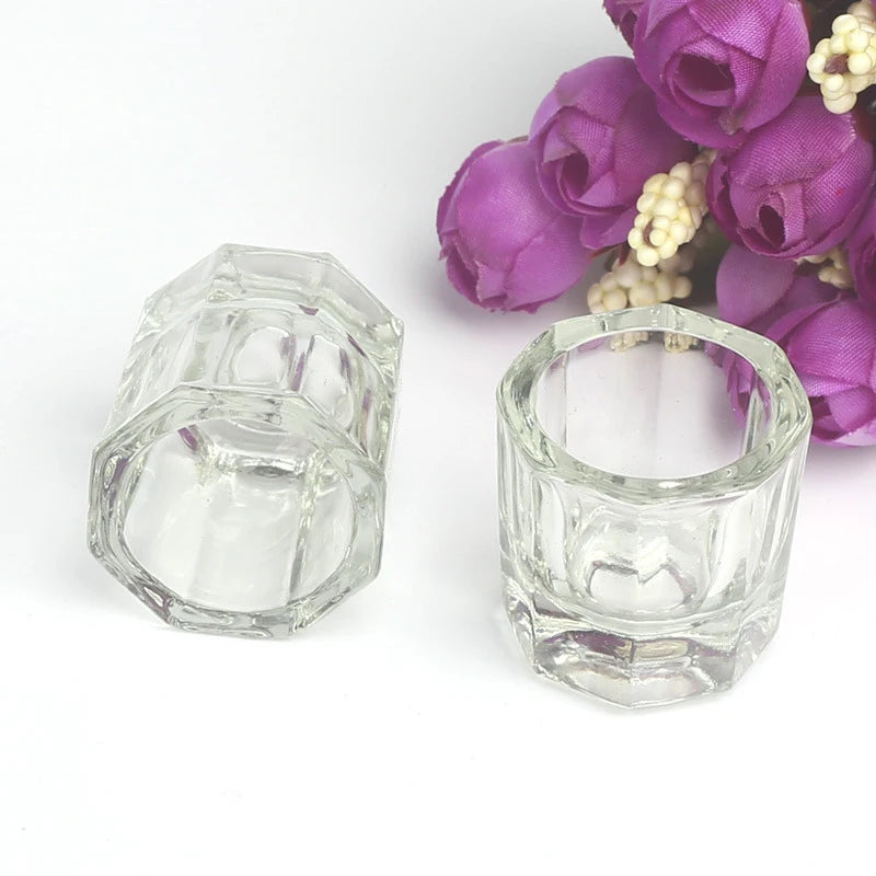 Crystal Glass For Mixing Acrylic Powder Liquid Nail Cup Dappen Dish Lid Bowl Cup Holder Equipment Nail Tools 1pc Qme