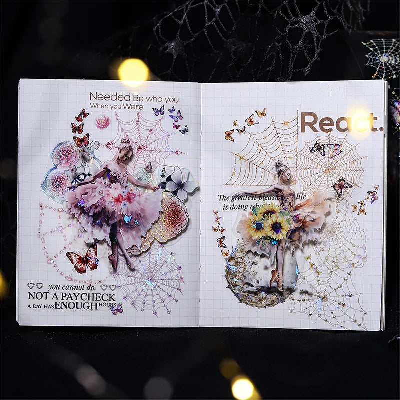 Spider Web Shell Shimmer Tape, Dark Gothic Decorative Material, Multi‑Functional Tape for Journals, Scene Creation & Decoration Qme
