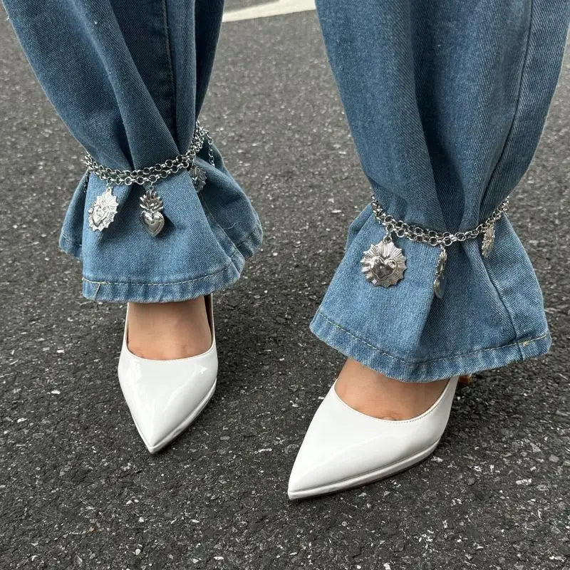Fashionable Foot Bracelet with Metal Heart, Imitation Pearl; Unique Gift for Girls and Women Qme A4