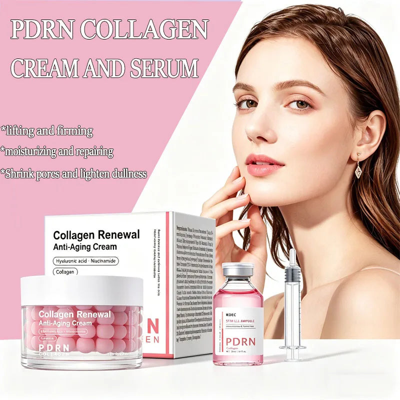 Centella PDRN Salmon Ampoule Serum Cream Advanced Deep Repair Skin Barrier Serum Face Firming Brightening Facial Essence Product Qme 1 set