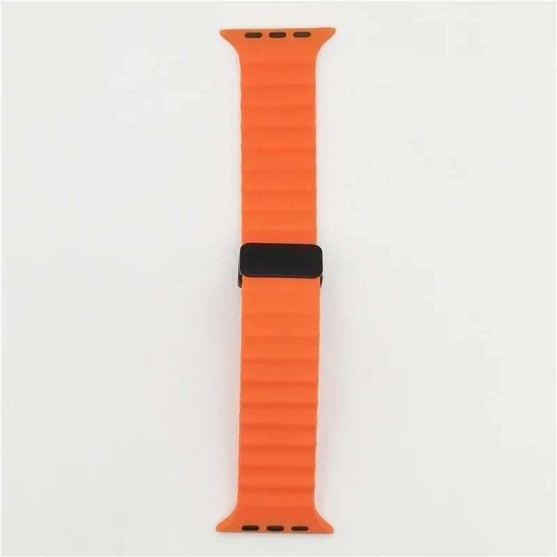 Magnetic Buckle Strap For Apple Watch Band Ultra2 49mm 46 42 44 41 38mm Silicone Bracelet iWatch Ultra Series 7 6 3 se 8 9 10 Qme Orange 38 40 41mm S10-42mm