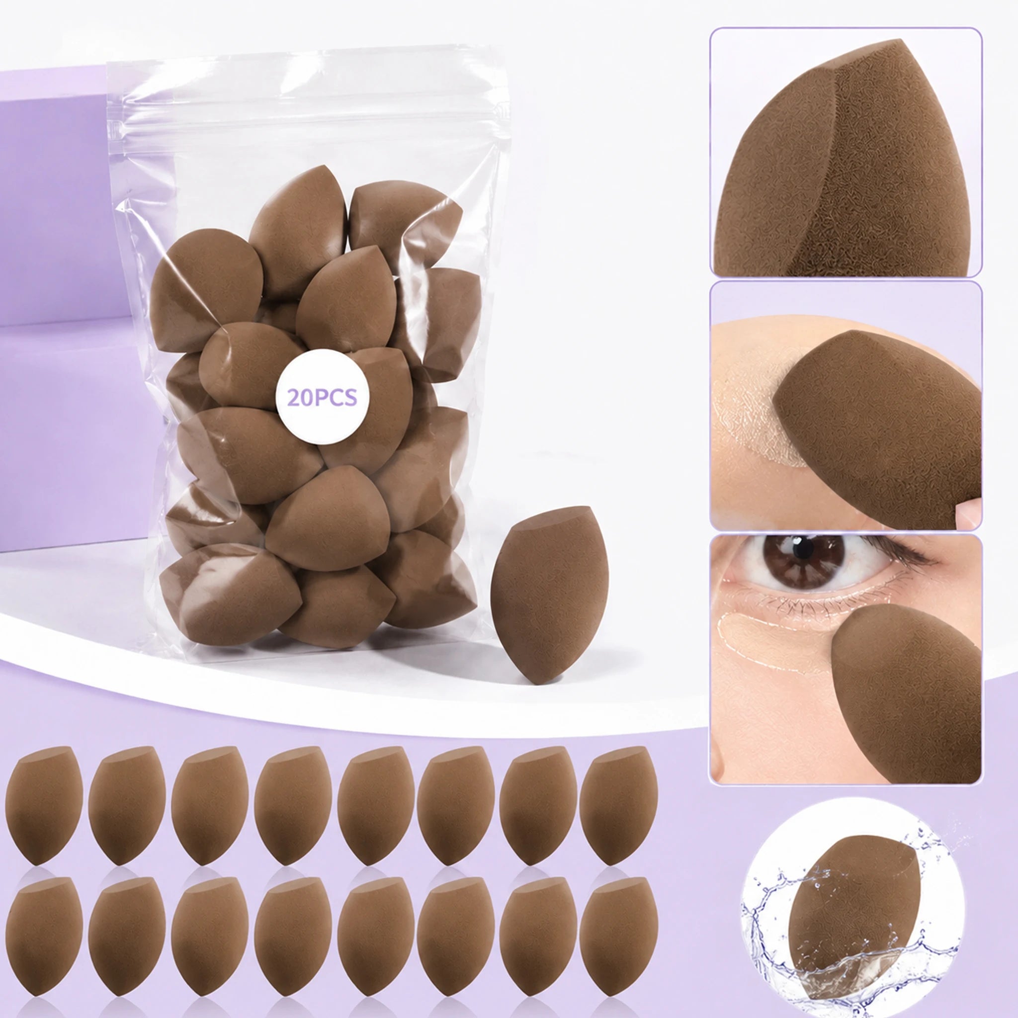 Makeup Sponge Blenders Mini Multi-functional Sponges Liquid Cream Qme brown