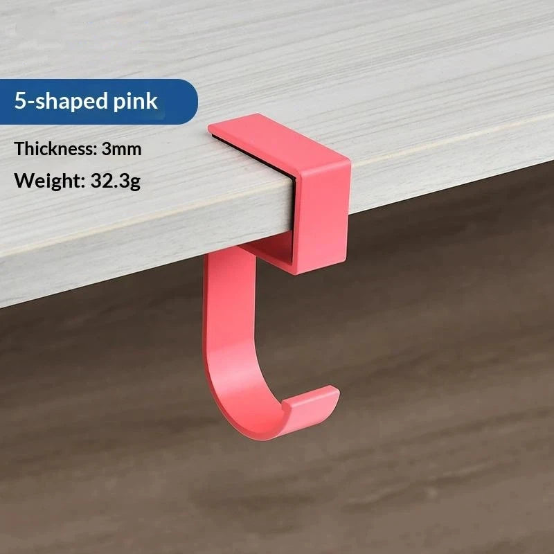 Desk Bag Hook Anti-Slip Sleek Hanger For Office & Student Desk Storage Punch-free Removable Utility Table Hooks Purse Hook Qme D