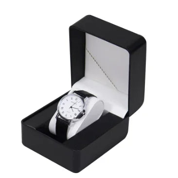 Lnofxas Black Single Watch Gift Box with Pillow PU Leather Wristwatch Display Case Organizer for Men Qme 67Black