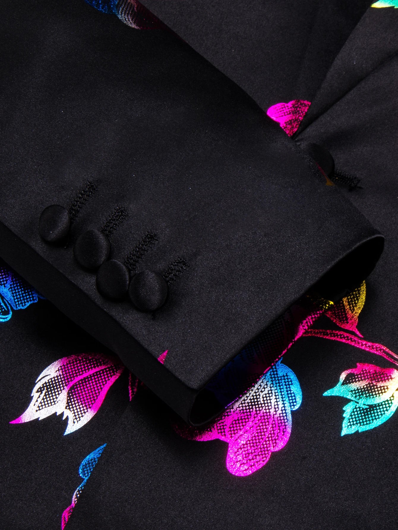 Vintage Mens Multicolor Floral Shawl Lapel Blazer Jacquard Tuxedo Jacket Casual Suit Coat for Wedding Prom Groom Party Nightclub Qme