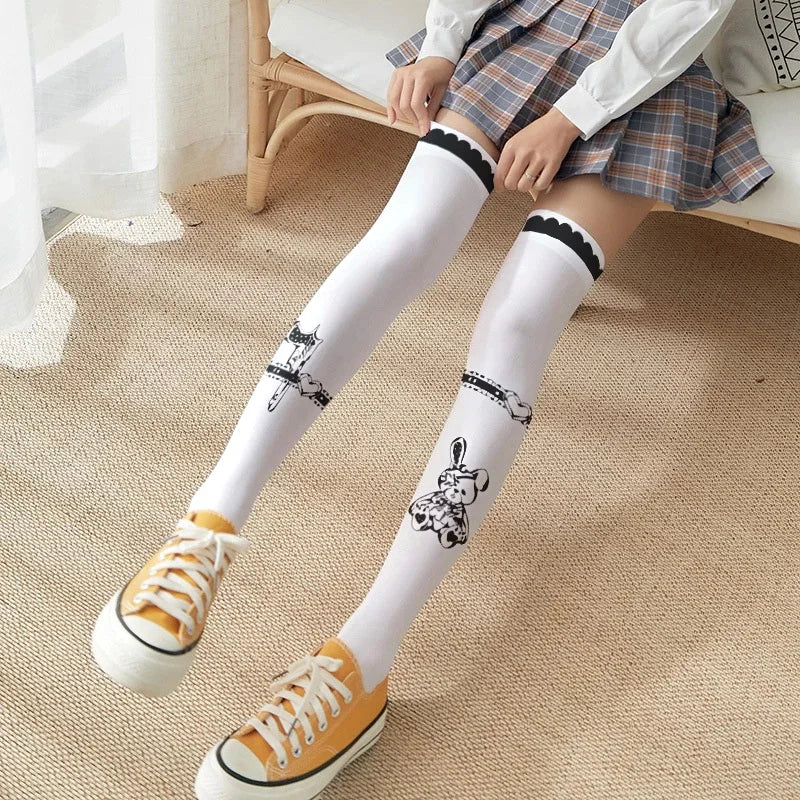 Girl Long Tube Sexy Cute Sweet Lolita Thigh Stockings Cartoon Knee Qme