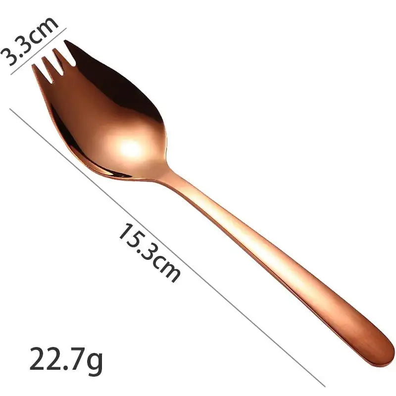 Household Salad Spoon Fruit Fork Soup Portable Cutlery Stainless Qme A3