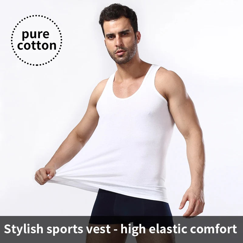 Men's Tight Vest Young Men's Comfortable Leisure Fitness Vest Middle-aged and Old Men's Joker Sleeveless Vest Qme