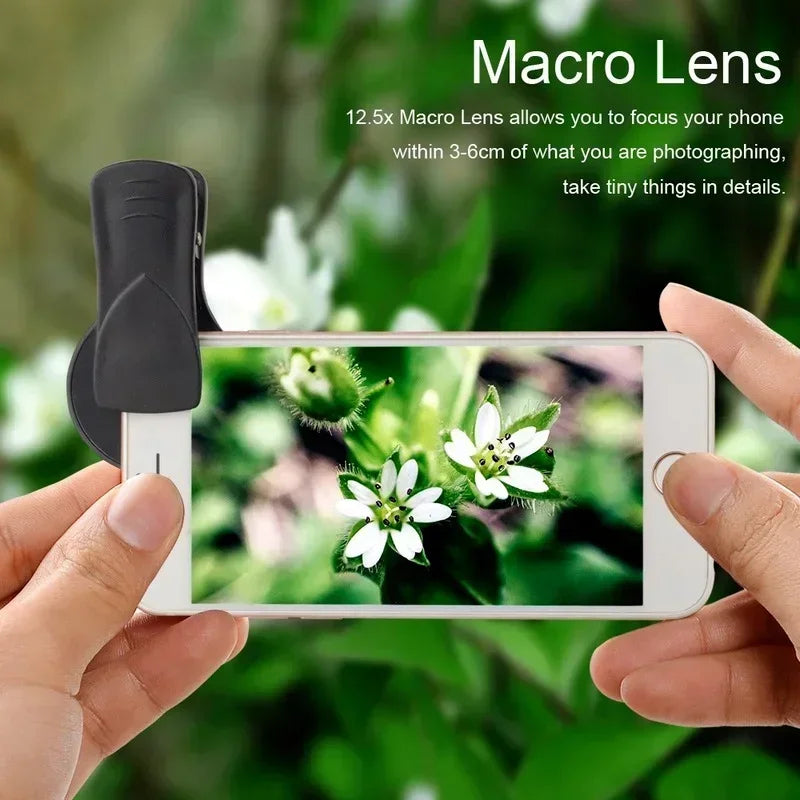 2pcs Phone Lens Kit 0.45x Super Wide Angle & 12.5x Super Macro Lens HD Camera Lentes for IPhone 6S 7 Xiaomi All Cellphone Qme