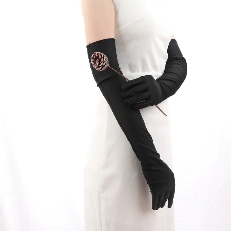 Women's Mittens Long Gloves Classic Adult Black White Red Opera Elbow Qme