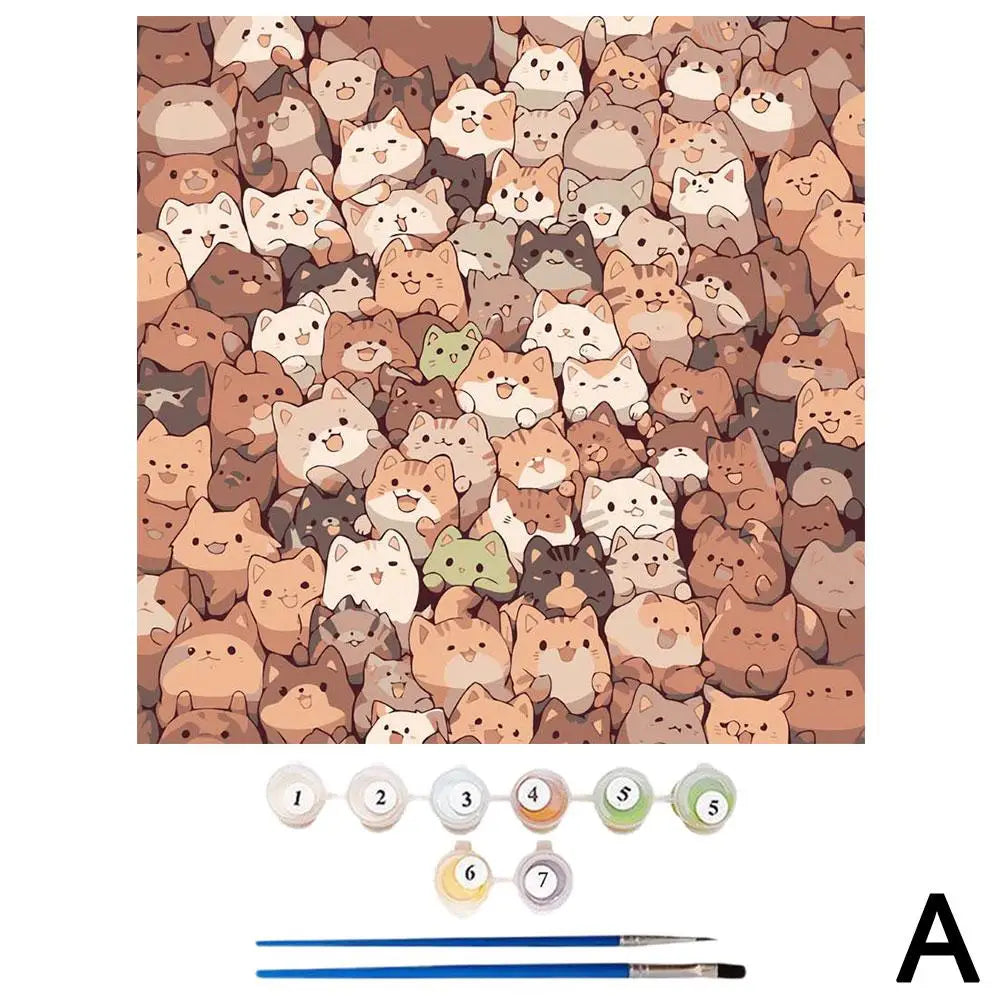 Creative Cute DIY Digital Oil Painting Cat Puppy Hand-painted Filled Oil Painting For Home Decoration Fill Oil Painting Qme A