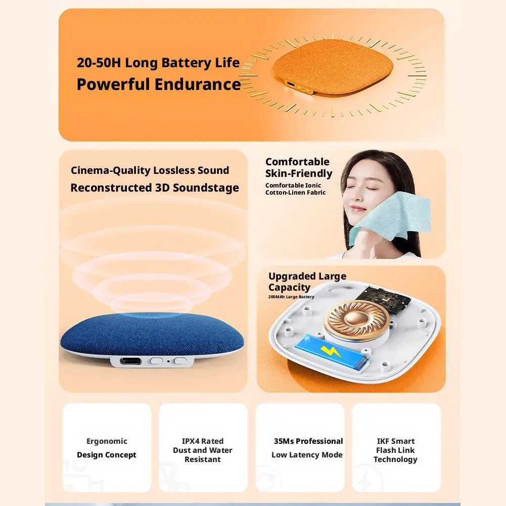 Under Pillow Speaker Sleeping Bluetooth Mini Bone Conduction White Qme