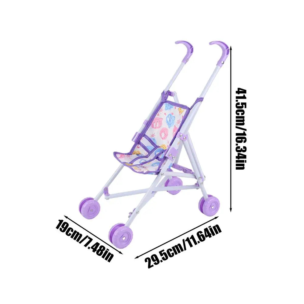 Girl Doll Toy Stroller Realistic Stroller Toy Role Play Pretend Doll Pram Dress Up Game Accessories for Home Birthday Qme Purple