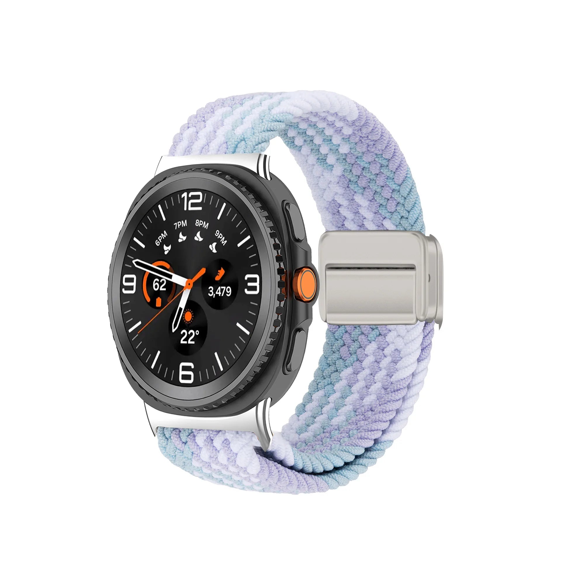 B Built-in Magnetic Nylon Braided Watch Strap For Samsung Galaxy Watch 8 Watch 9, Adjustable Breathable Sports Replacement Band Qme Violet Samsung watch9 8