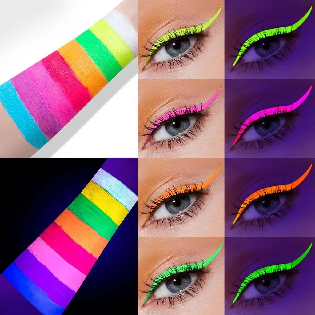 8-color Fluorescent UV Eyeliner Waterproof Sweat-proof Face Paint Pen Qme