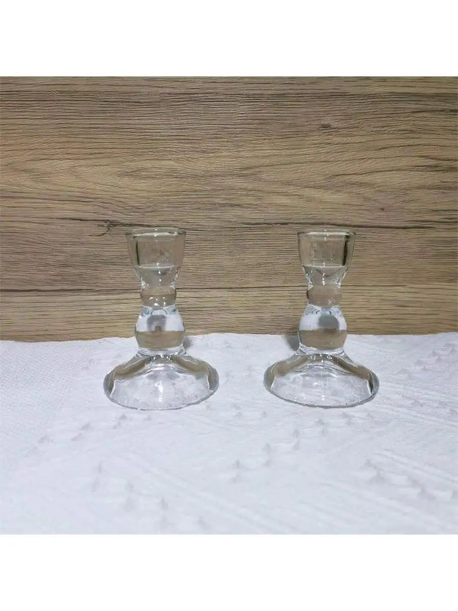Romantic European Vintage Crystal Candle Stand Small Gourd Rod Table Qme