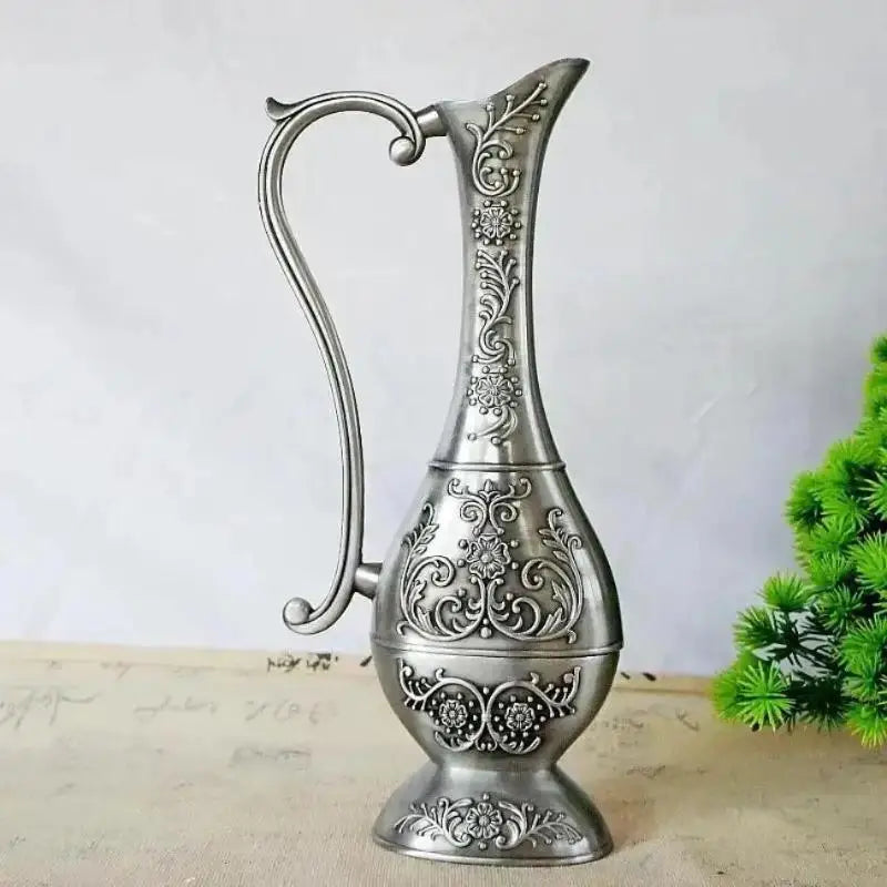 Vintage Metal Crafts Vase European Home Decor Relief Flower Pot Qme
