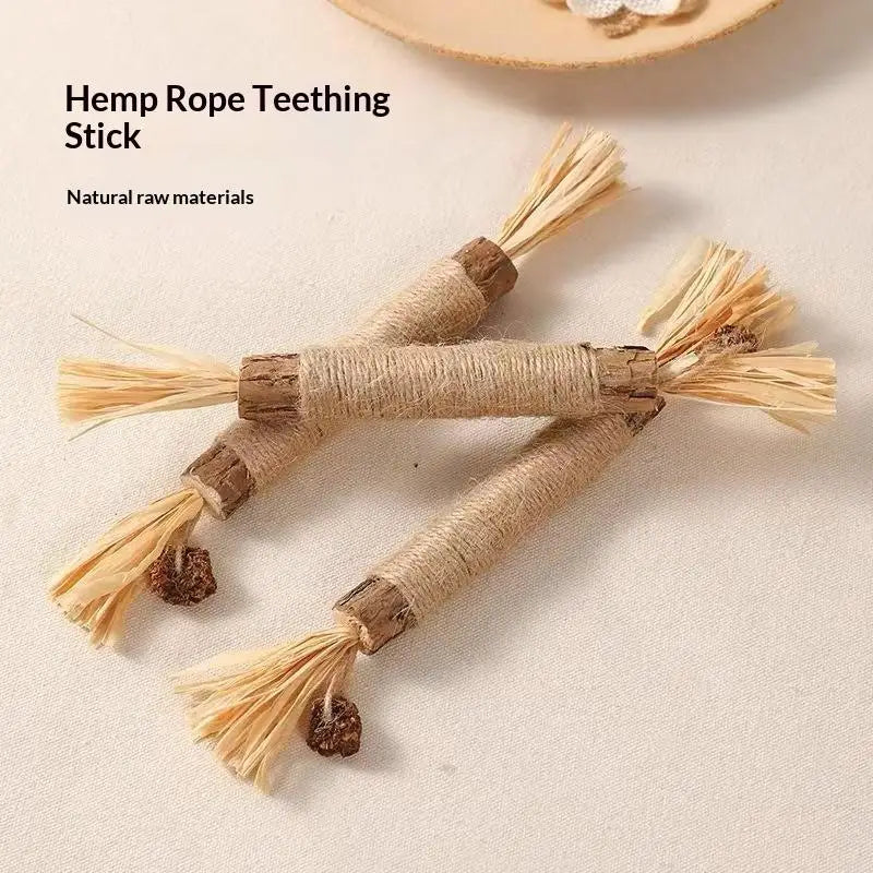 1/2PCS Cat Toys Made Of Wood Sticks Insect Galls Raffia Sisal Rope Teeth Cleaning Toys Cat Teasing Sticks Qme