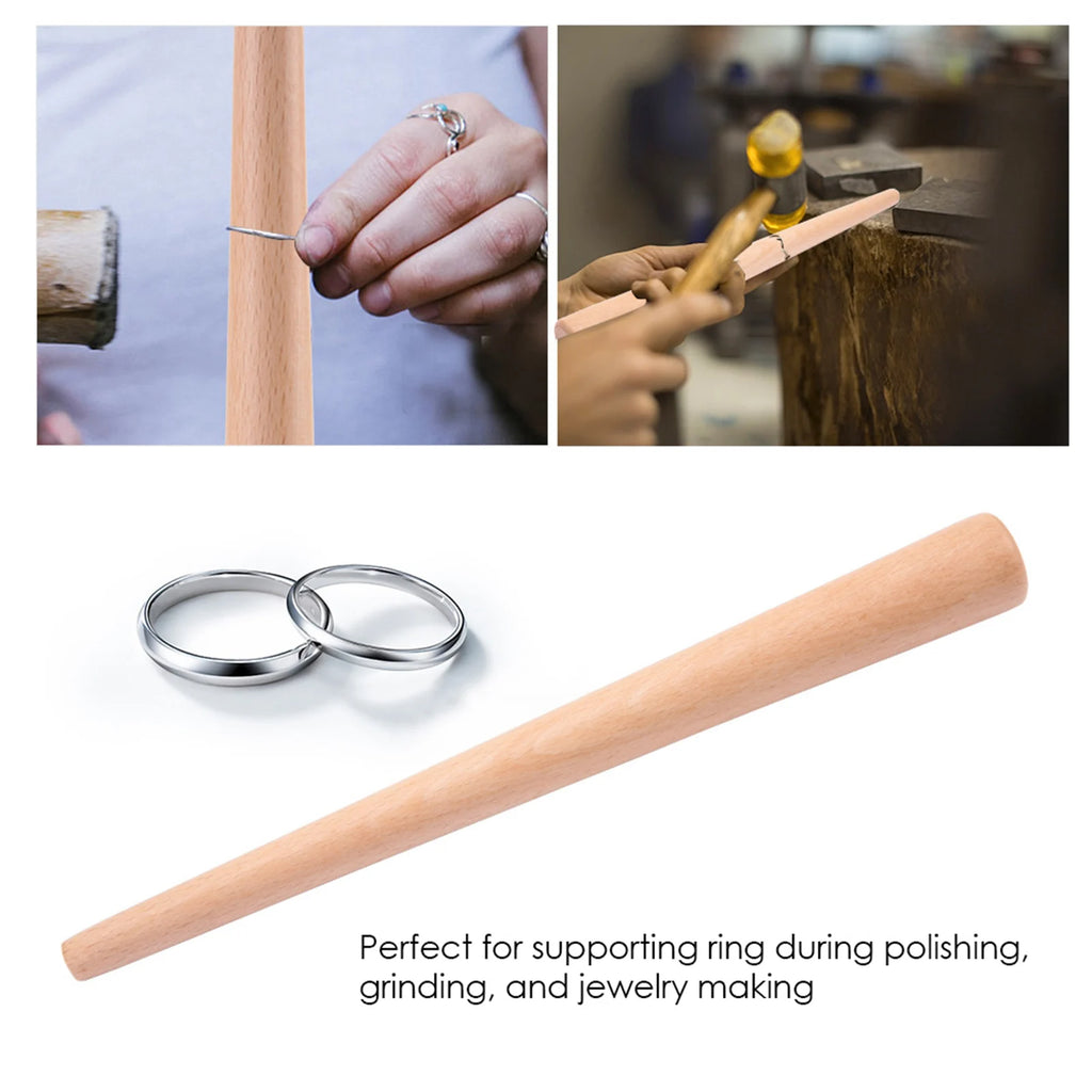 Wood Mandrel Stick Tool for Finger Ring Jewelry Making and Rings Forming Polishing for Jeweler Qme