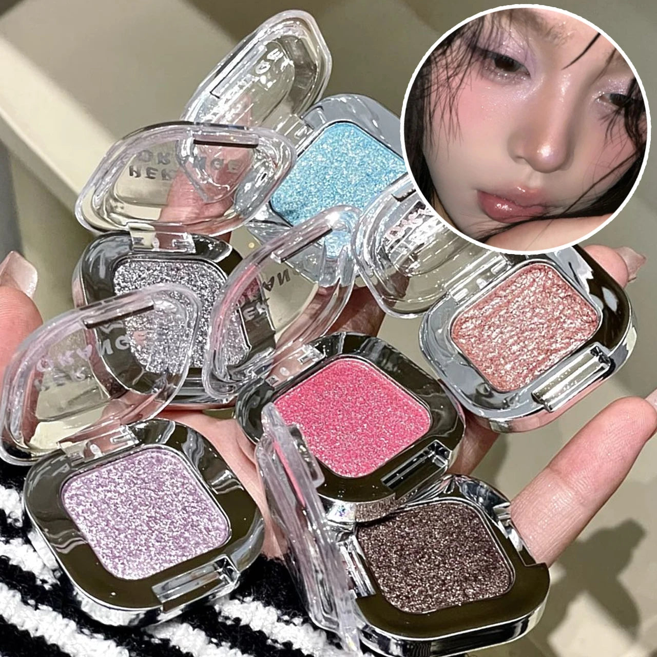 HERORANGE Monochrome Eyeshadow Palette Glitter Glowing Charm Qme