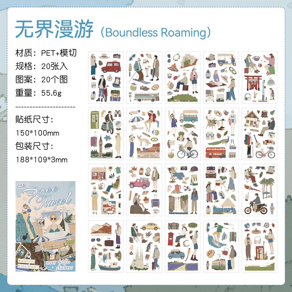 TIANZI 20/80 Pcs Cartoon Character Die-Cutting Stickers Korean Stationery DIY Scrapbooking Journal Decorative Sticker Book Qme C-20 Pcs