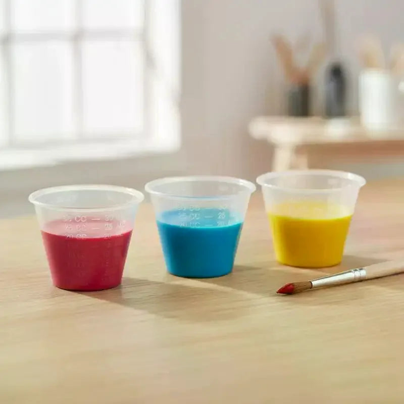 Clear Graduated Plastic Mix Cups Measuring Paint Tray Airbrush Qme