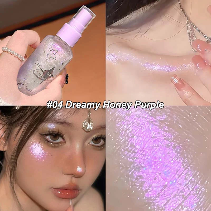 Body Glitter Spray Diamond Sparkle Highlighter Liquid Waterproof Qme 04