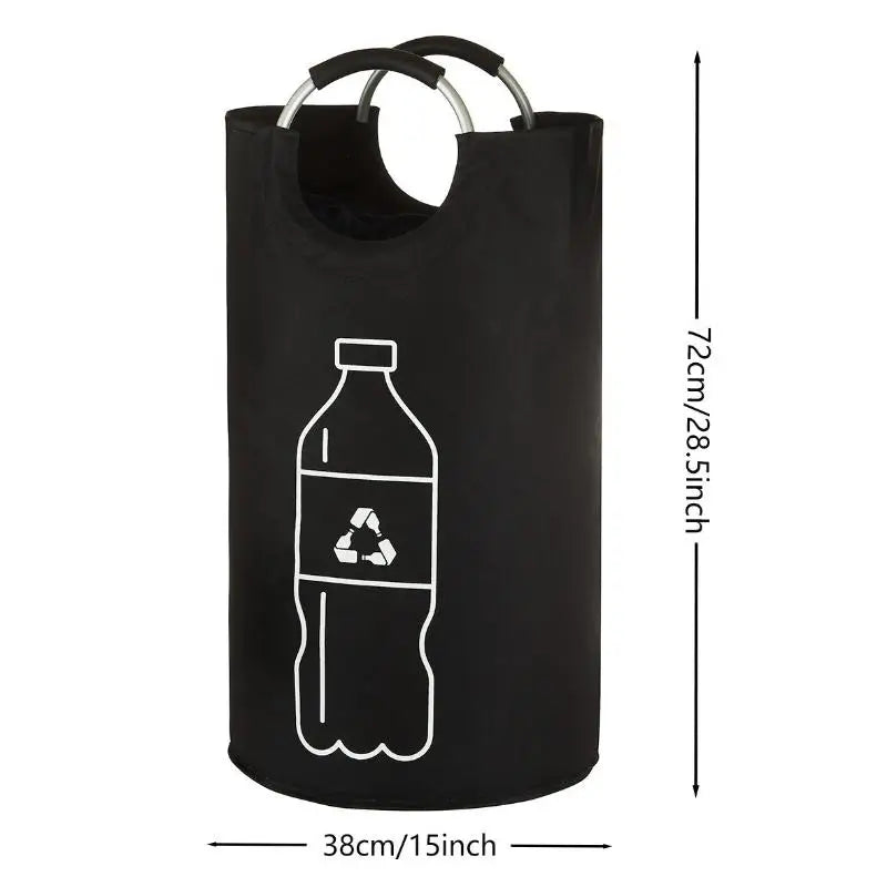 82L Empty Bottle Storage Basket Folding Kitchen Wastewater Bottle Collector Bag With Aluminum Handle Large Capacity Bin Qme Black