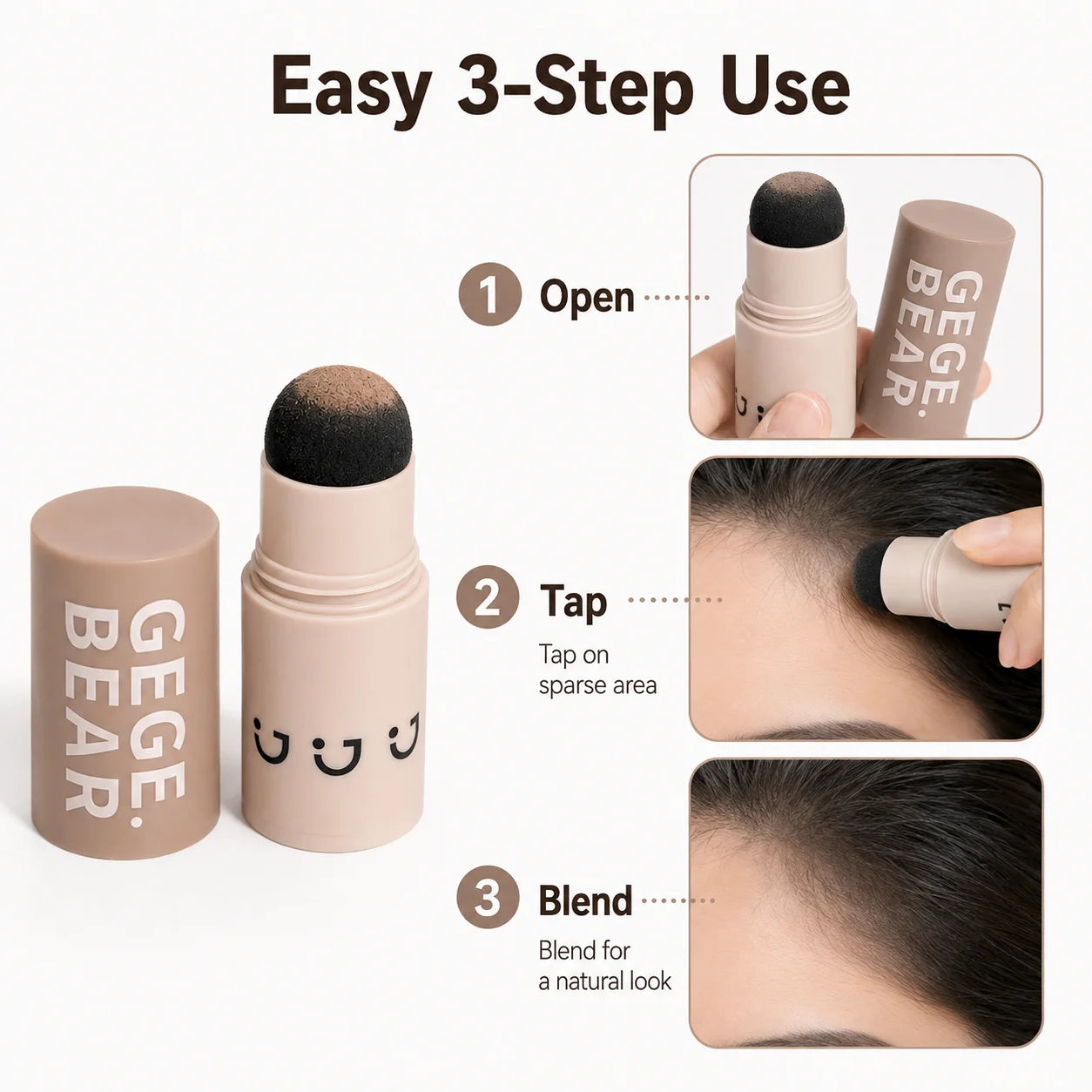 Hairline Shadow Powder Stick Waterproof Root Touch Up Concealer for Gray Roots Thinning Hair Natural Hairline Filler 3 Colors Qme
