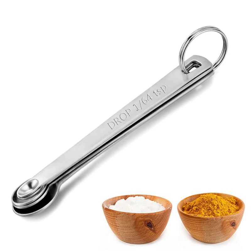 5Pcs/Set Measuring Spoon Stainless Steel Coffee Seasoning Multiple Size Spoon. Qme