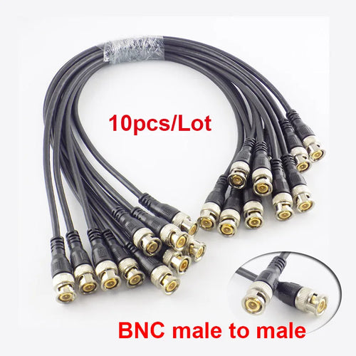 10pcs 0.5M/1M/2M/3M BNC Male to BNC Male Cable RG58 Cord For BNC Adapter Home Extension Connector Adapter wire for CCTV Camera Qme 1M 10pcs