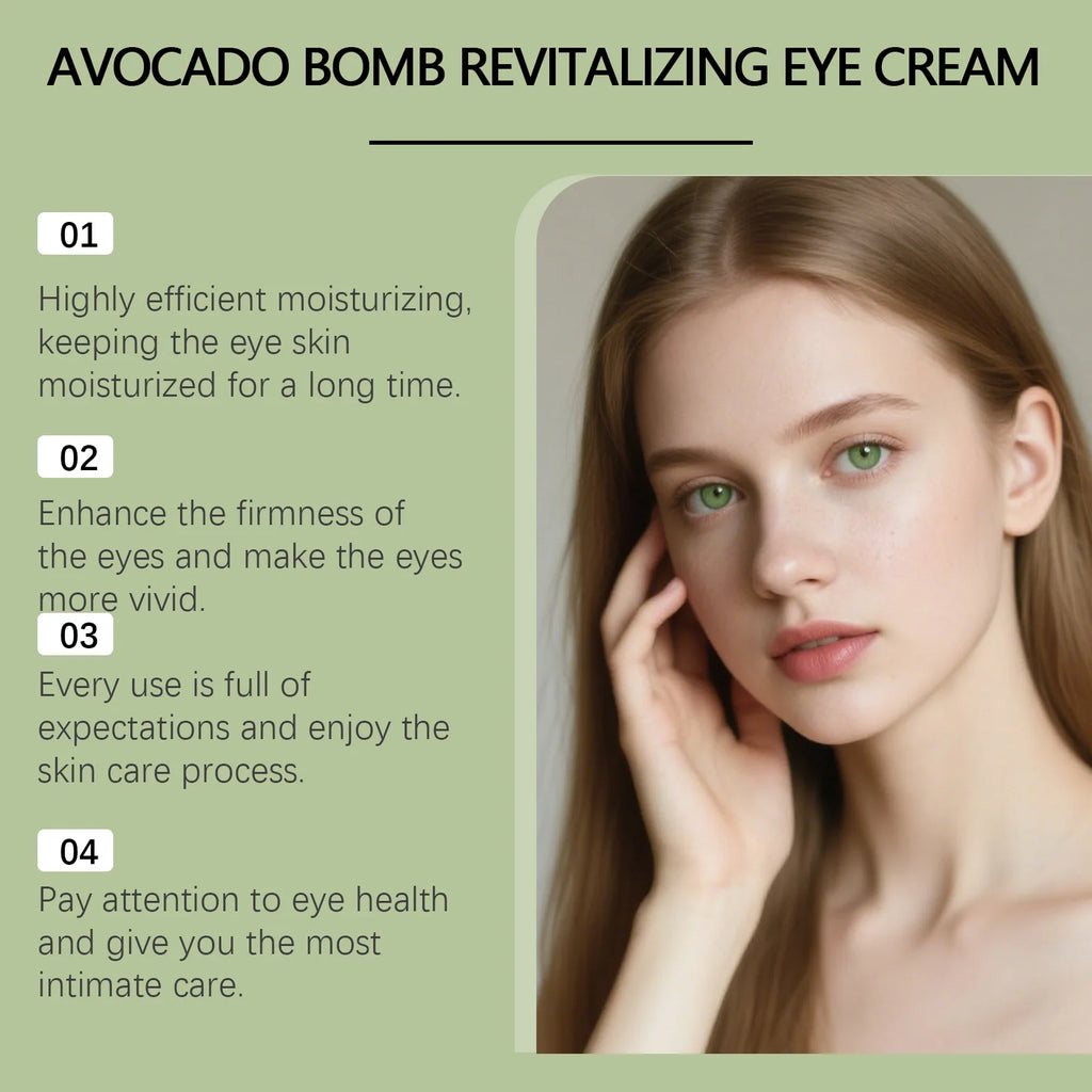 Avocado Eye Cream Fades Fine Lines & Wrinkles Firming Smoothing Eye Area Anti Puffiness Dark Circle Corrector for Youthful Eyes Qme